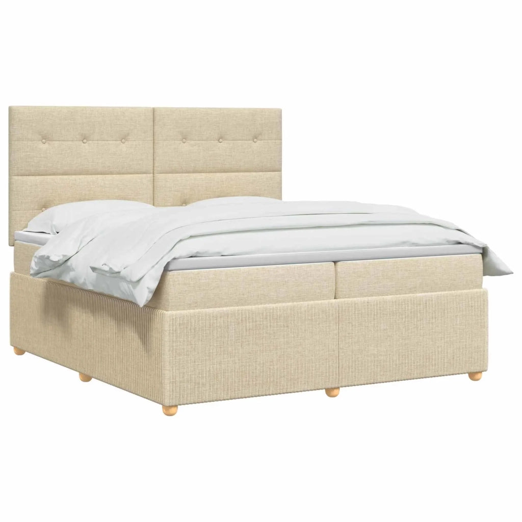 Letto box spring con materasso Crema 160 x 200 cm Tessuto 3454436