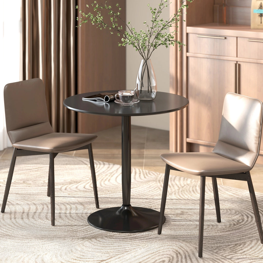 Tavolo da pranzo rotondo per 2 persone ¨C zephmum ¨C Nero, MDF e acciaio, ?80x75H cm
