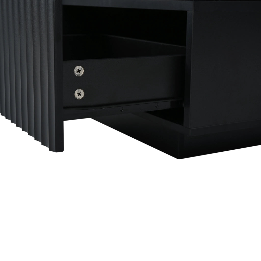 Tavolino basso con 2 cassetti e vano aperto led controllato da app per soggiorno in truciolato nero 100 × 50 × 45 cm