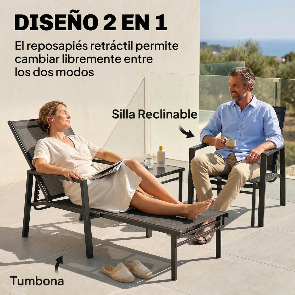 Poltrona Reclinabile con Poggiapiedi Retrattile ¨C Zephmum ¨C Grigio Scuro Tessuto