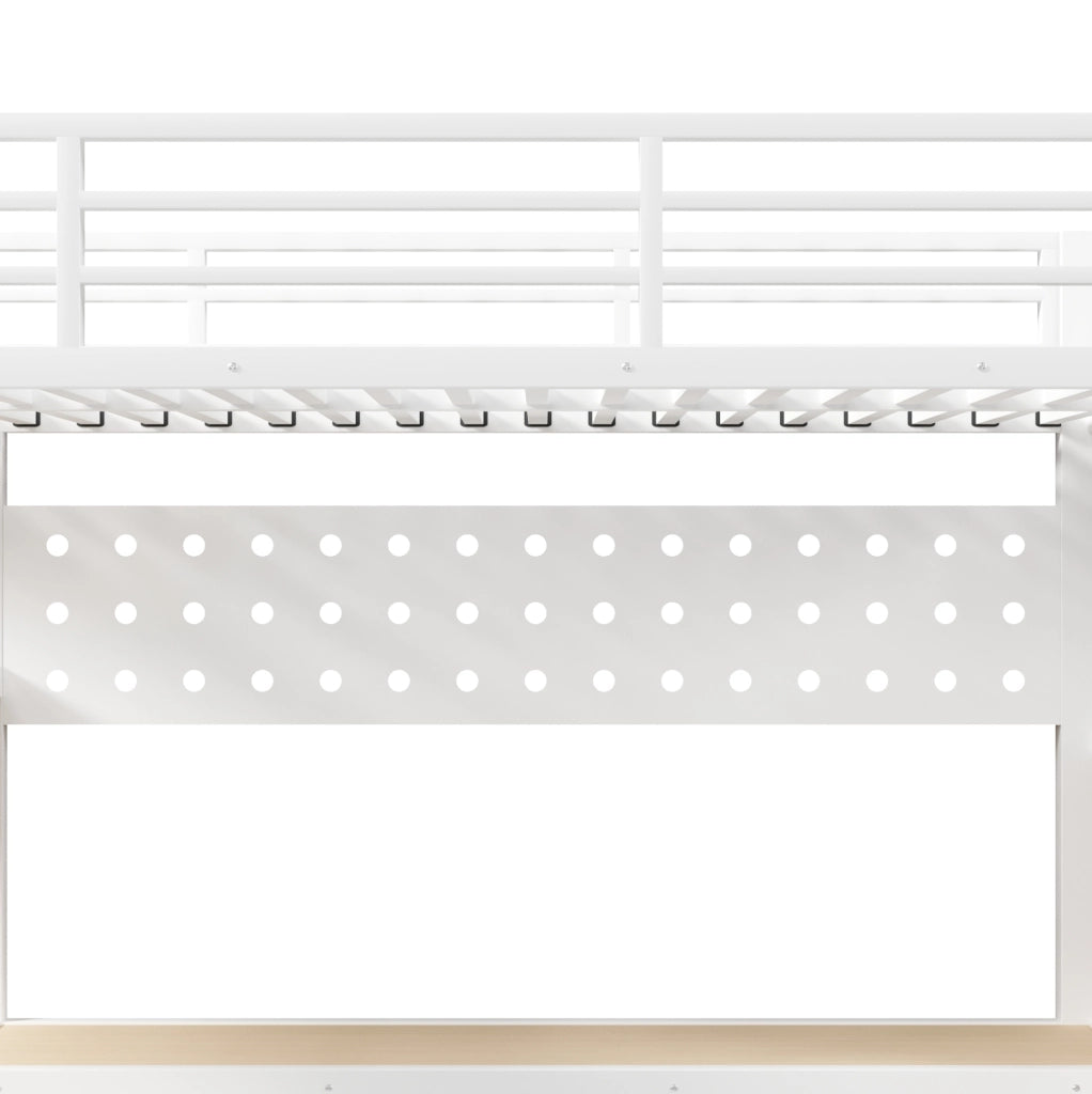 Letto a soppalco 90x200 cm con scrivania, cassetti e LED bianco HAVRYA