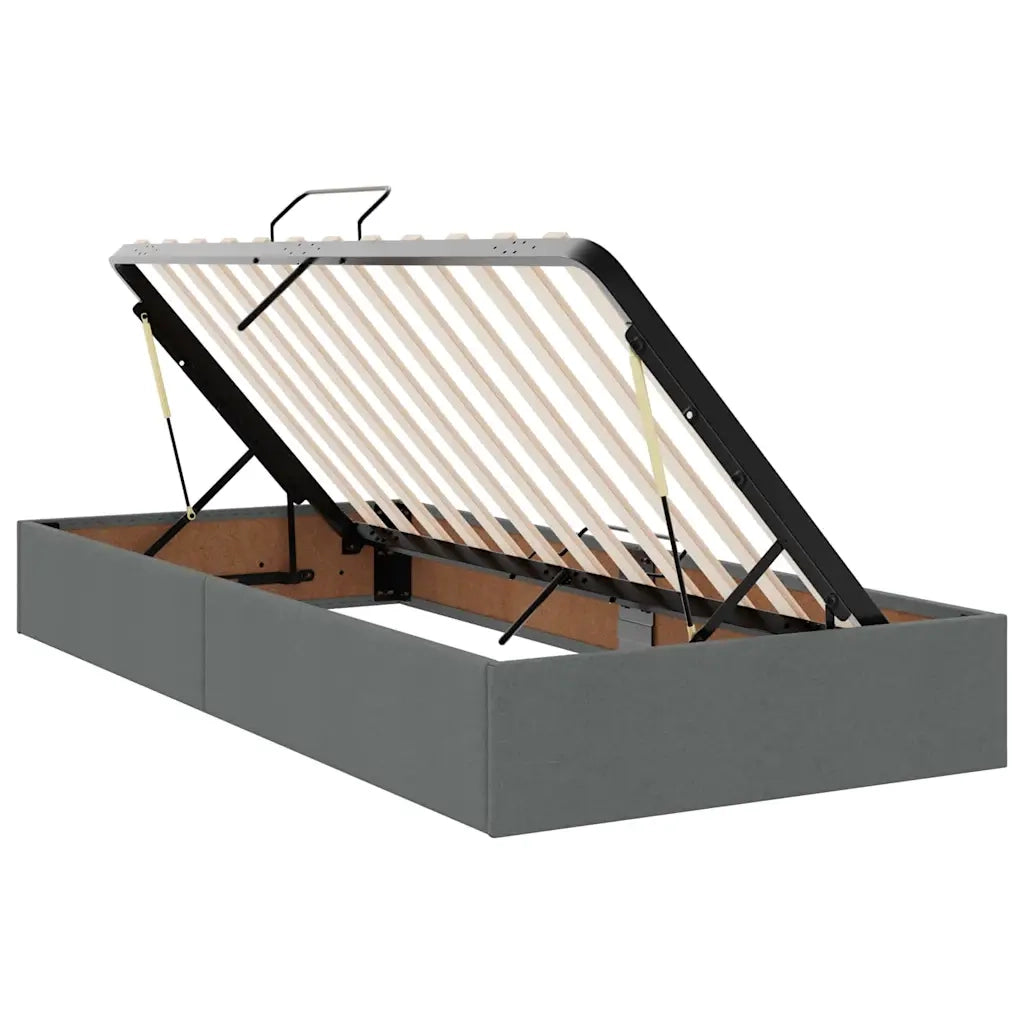 Letto con contenitore e LED Grigio scuro 90 x 190 cm Poliestere