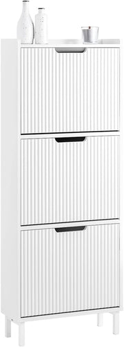 Scarpiera Salvaspazio Slim - Mobile Scarpiera 50 cm Larghezza con 3 ante battenti - Ideale per Ambienti Ristretti - Ingresso, Corridoio o Camera 50x19x130 cm Bianco FSR177-H-W