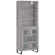 Buffet credenza cassettiera armadio mobile contenitore organizer cucina soggiorno salotto rovere Sonoma alto 69,5 x 34 x 180 cm legno ingegnerizzato grigio 02_0035555