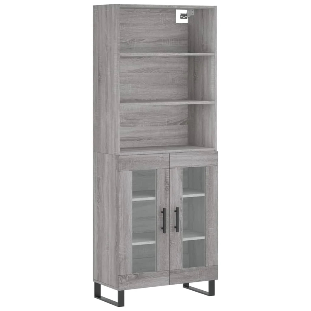 Buffet credenza cassettiera armadio mobile contenitore organizer cucina soggiorno salotto rovere Sonoma alto 69,5 x 34 x 180 cm legno ingegnerizzato grigio 02_0035555