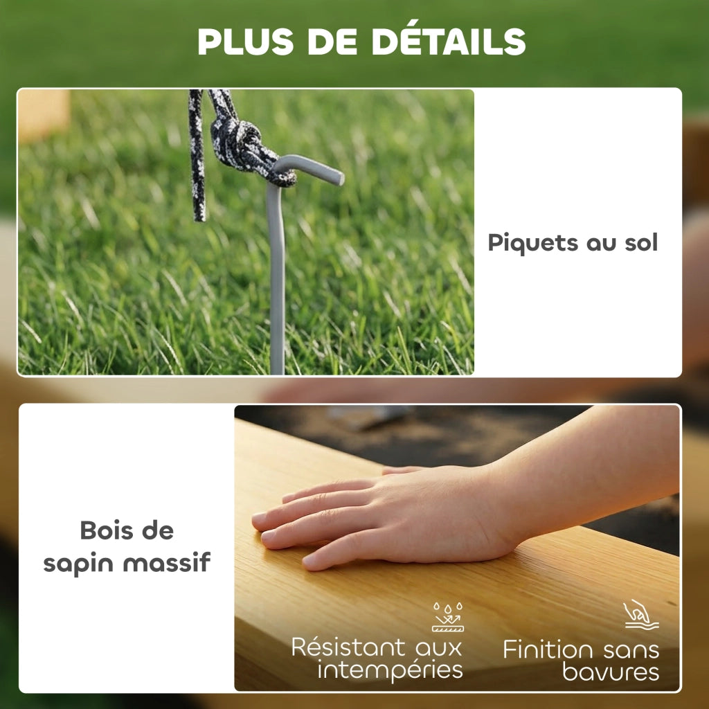 Sandbox in legno con tettoia e panche ¨C zephmum ¨C giallo, 4 posti