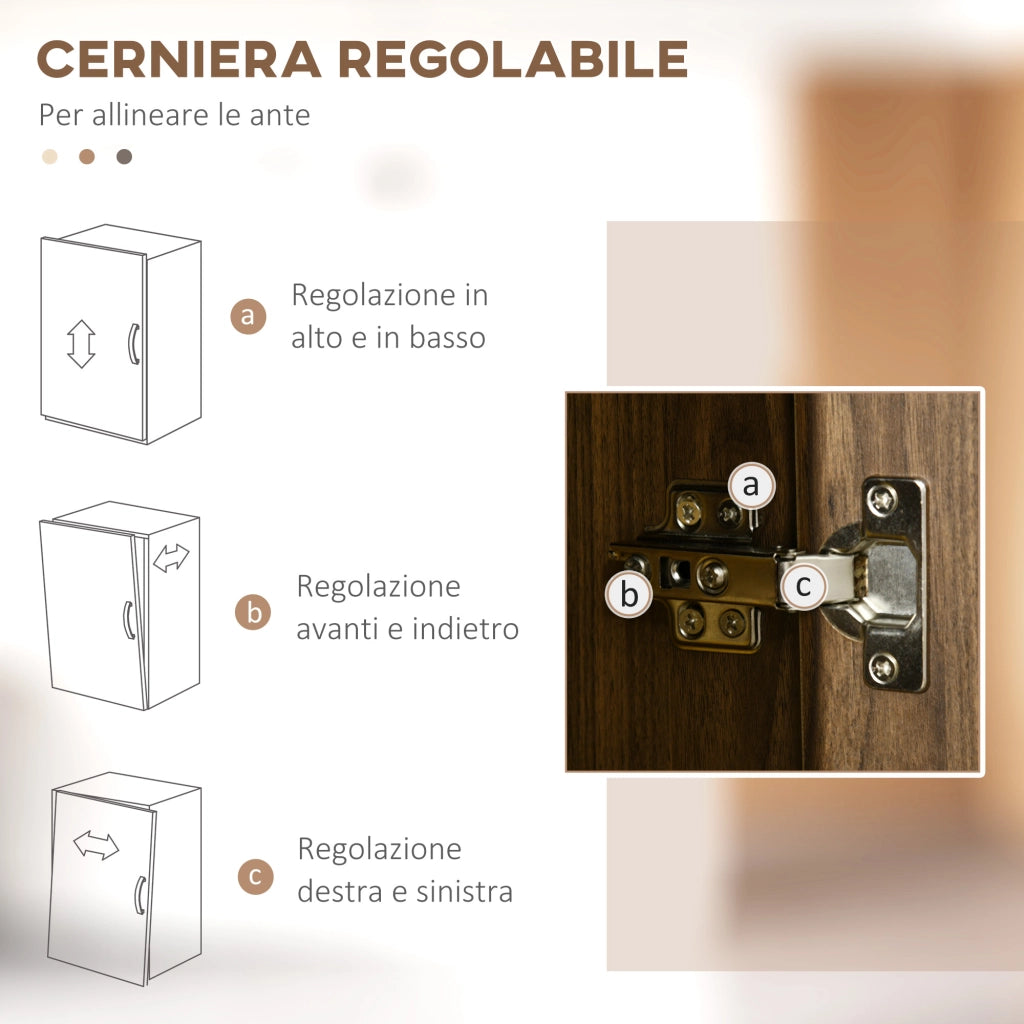 Credenza con 3 Cassetti e Antine ¨C Zephmum ¨C Legno 80x40x100 cm
