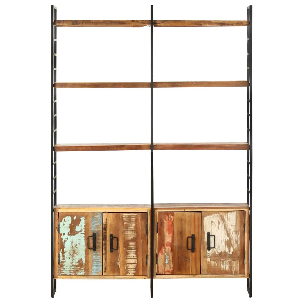 Libreria a 4 Livelli Legno Massello di Recupero 124x30x180 cm  cod mxl 15547
