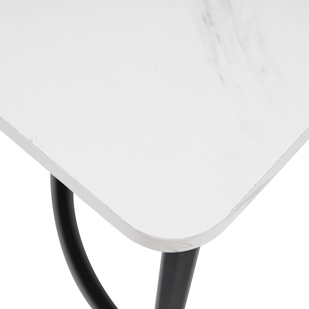 Set Tavolo da Pranzo con 4 Sedie ¨C Xylo ¨C Piano MDF Bianco, Gambe Metallo Nero, Velluto, 140x80
