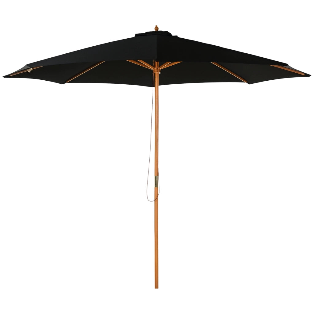 Ombrellone da Giardino 3 m ¨C zephmum ¨C Nero, Legno, Poliestere