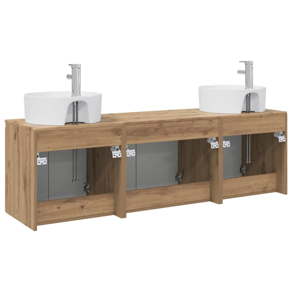 Set di Armadi da Bagno 3 pz Rovere Artigianale 3405676