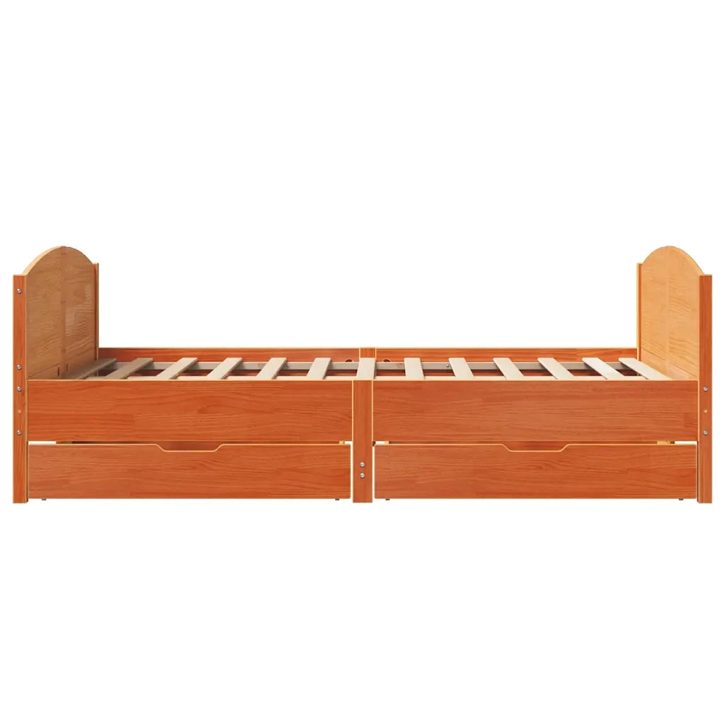 vidaXL Letto senza Materasso Marrone Cera 135x190 cm in Legno di Pino