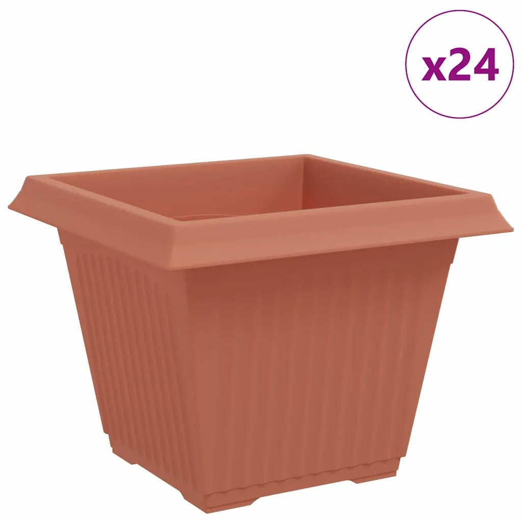 Vaso quadrato per fiori 24 pcs Rosso Mattone 43 x 43 x 33,5 cm