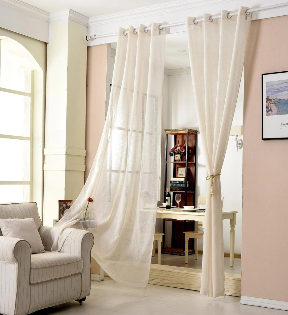 Tenda Finesta Trasparente, conveniente per camera da letto/soggiorno/biblioteca, leggera e aerata, per Camera da Letto Voile 1 Pannello 140x245 cm Crema