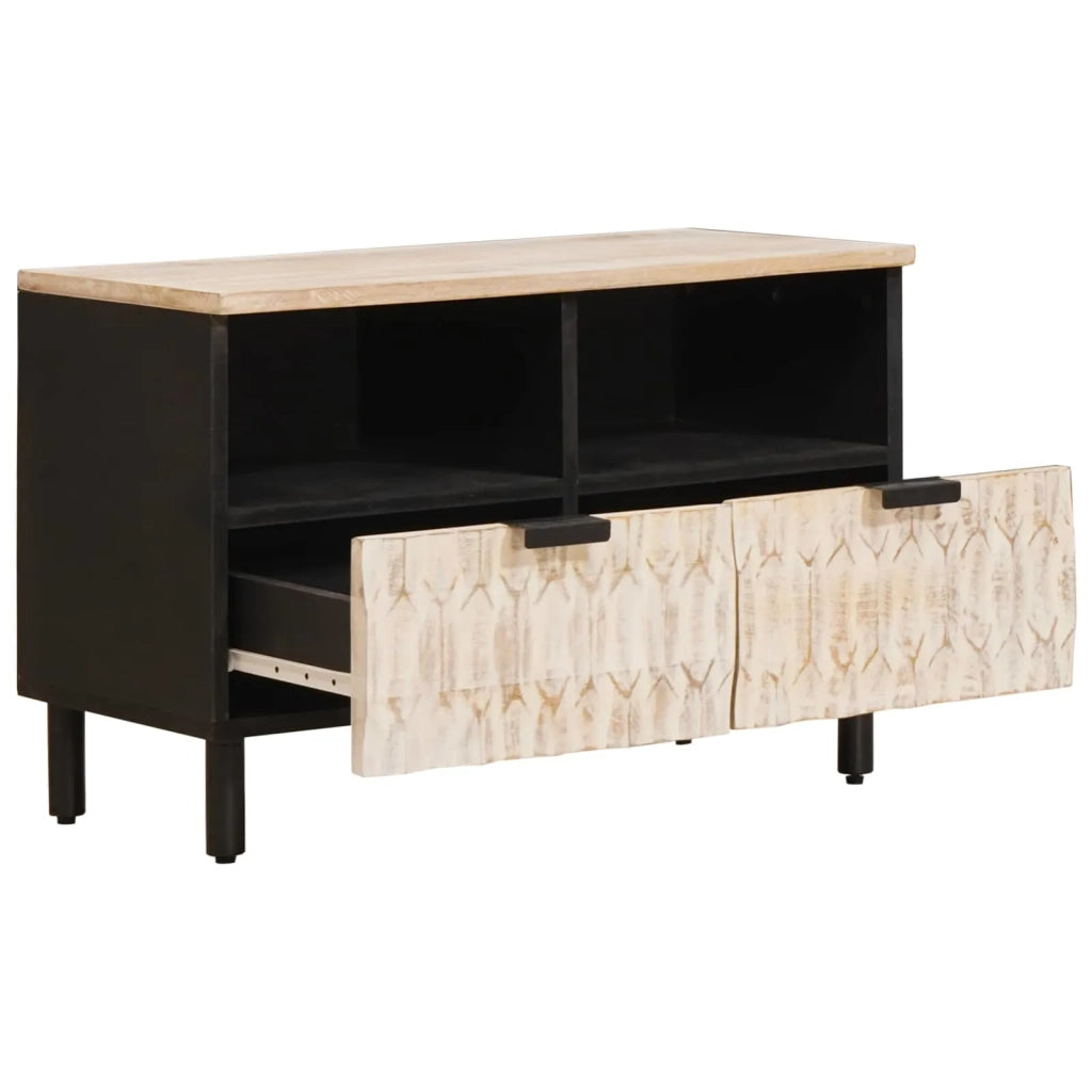 Mobile TV con cassetto-Credenza per TV Finitura Bianco Lavato 70 x 33 x 46 cm