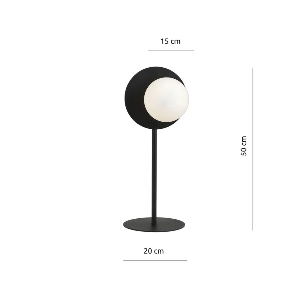 Lampada da tavolo OSLO in acciaio nero e vetro opale