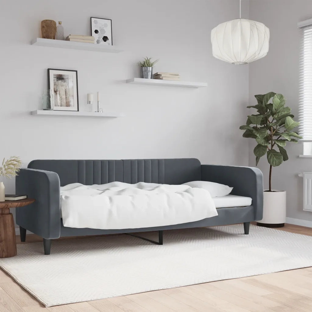 Letto singolo | Letto per adulti | Letto da Giorno Grigio Scuro 100x200 cm in Velluto