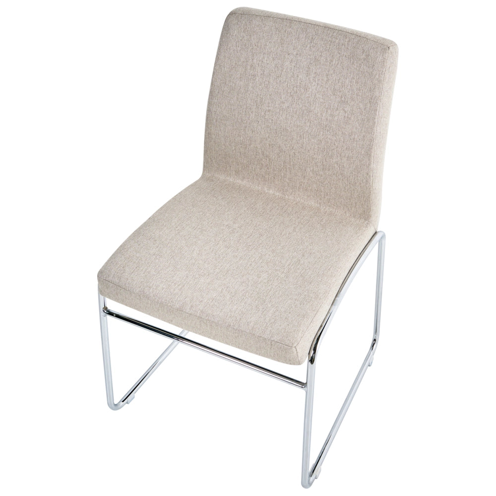 Set di 2 sedie da pranzo imbottite con braccioli, rivestimento beige, base in metallo design moderno