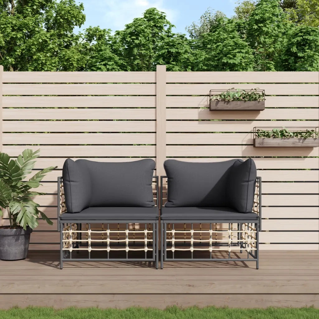 Divani Angolari Modulari con Cuscini 2 pz in Polyrattancod mxl 124494