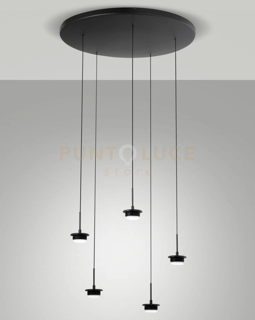 3804-49-101 MONTATURA NERA COMPLETA TONDA CCT 2700K - 3000K - 4000K - 35W - 3750 lm 5 LUCI DIMMERABILE