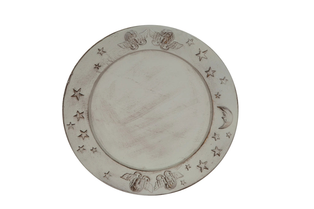 Biscottini SET 2 PIATTI IN LEGNO FINITURA BIANCO ANTICATO MADE IN ITALY