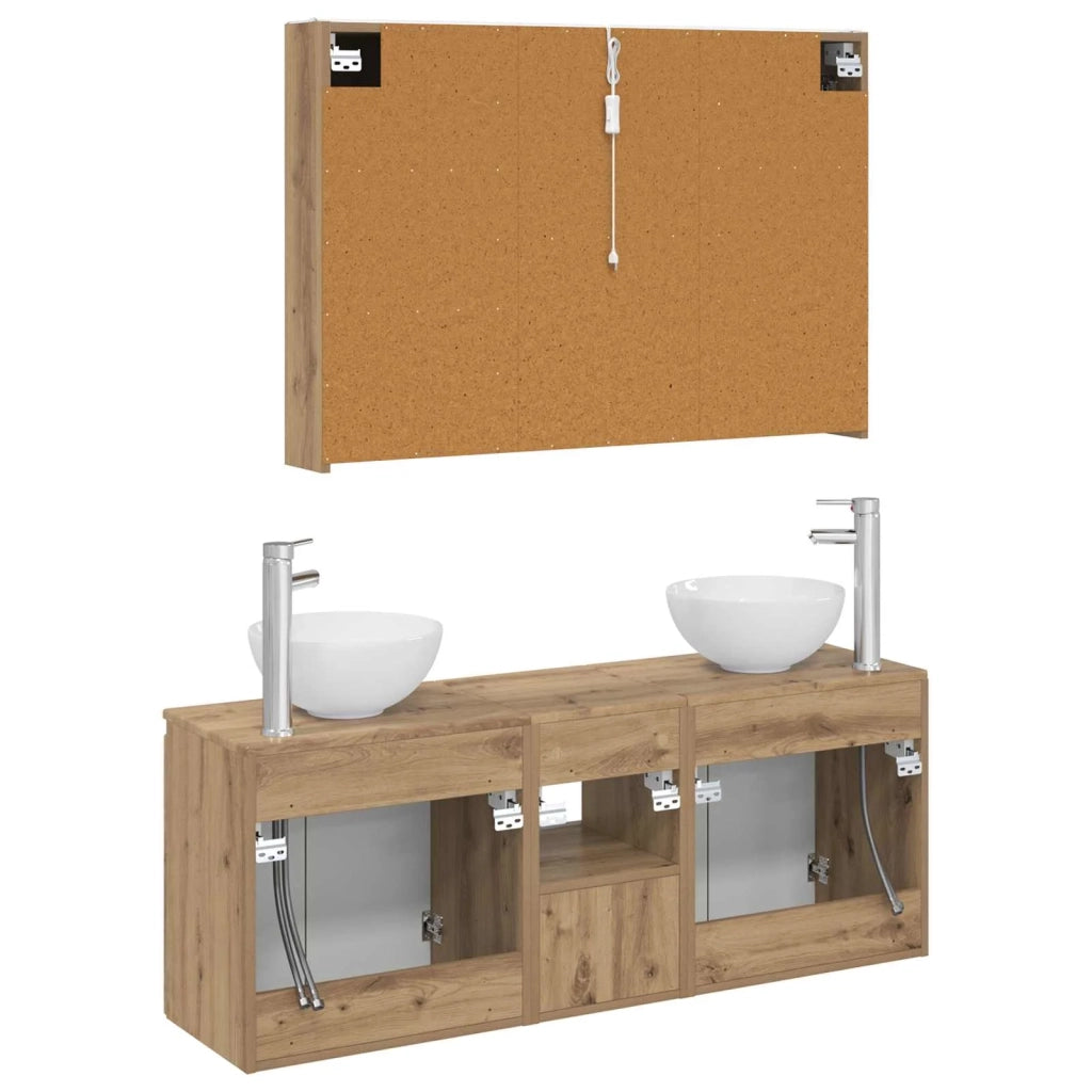 Set di Armadi da Bagno 4 pcs Rovere Artigianale 3406350