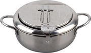Pentola Frittoia - Stile Giapponese Acciaio Inossidabile 22 L / 32 L Termometro Maniglia a Contatto Freddo Livello Olio Rostro