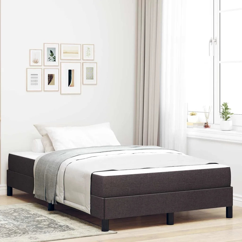 Letto a molle con materasso Marrone Scuro 120 x 190 cm Tessuto