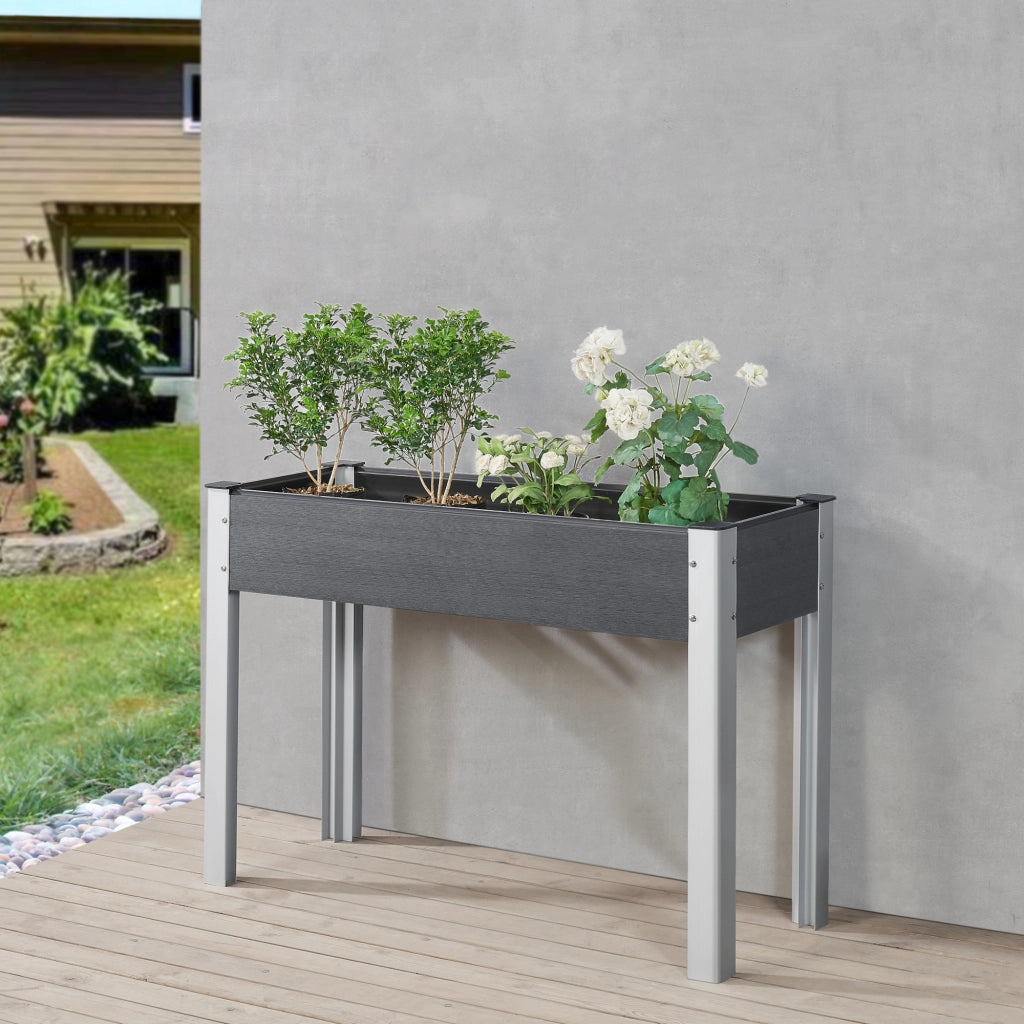 Aiuola Rialzata Beverwijk 100 x 40 x 75 cm - Grigio Scuro [en.casa]