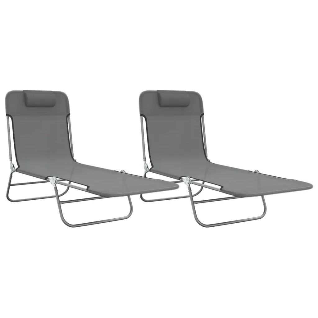Lettini Prendisole 2 pz Grigi in Textilene e Acciaiocod mxl 129814