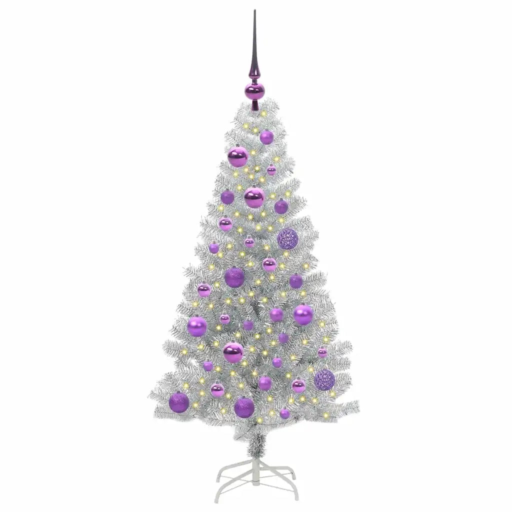 Albero di Natale con 150 LED con supporto Argento 120 cm PET 3396658
