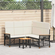 Set di Divani Recliner da Giardino Nero e Bianco Crema
