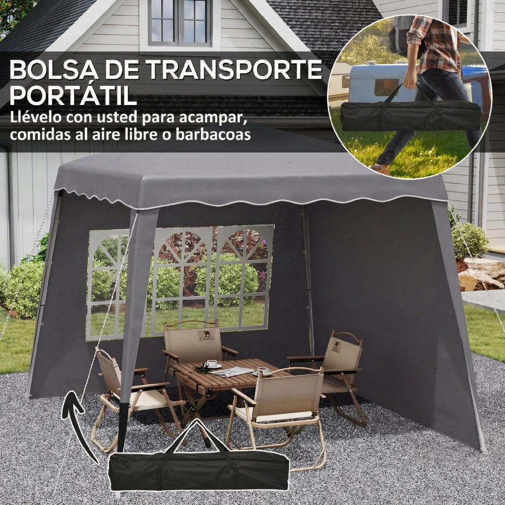 Tenda da giardino pieghevole pop-up ¨C Zephmum ¨C 2.89x2.89m, grigio, protezione UV50+