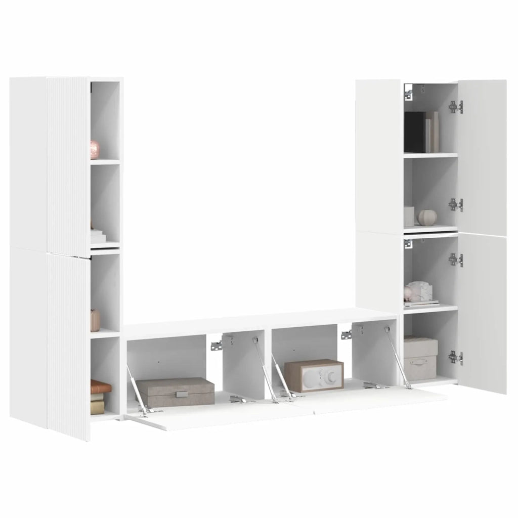Set mobile TV 6 pcs Bianco Legno multistrato