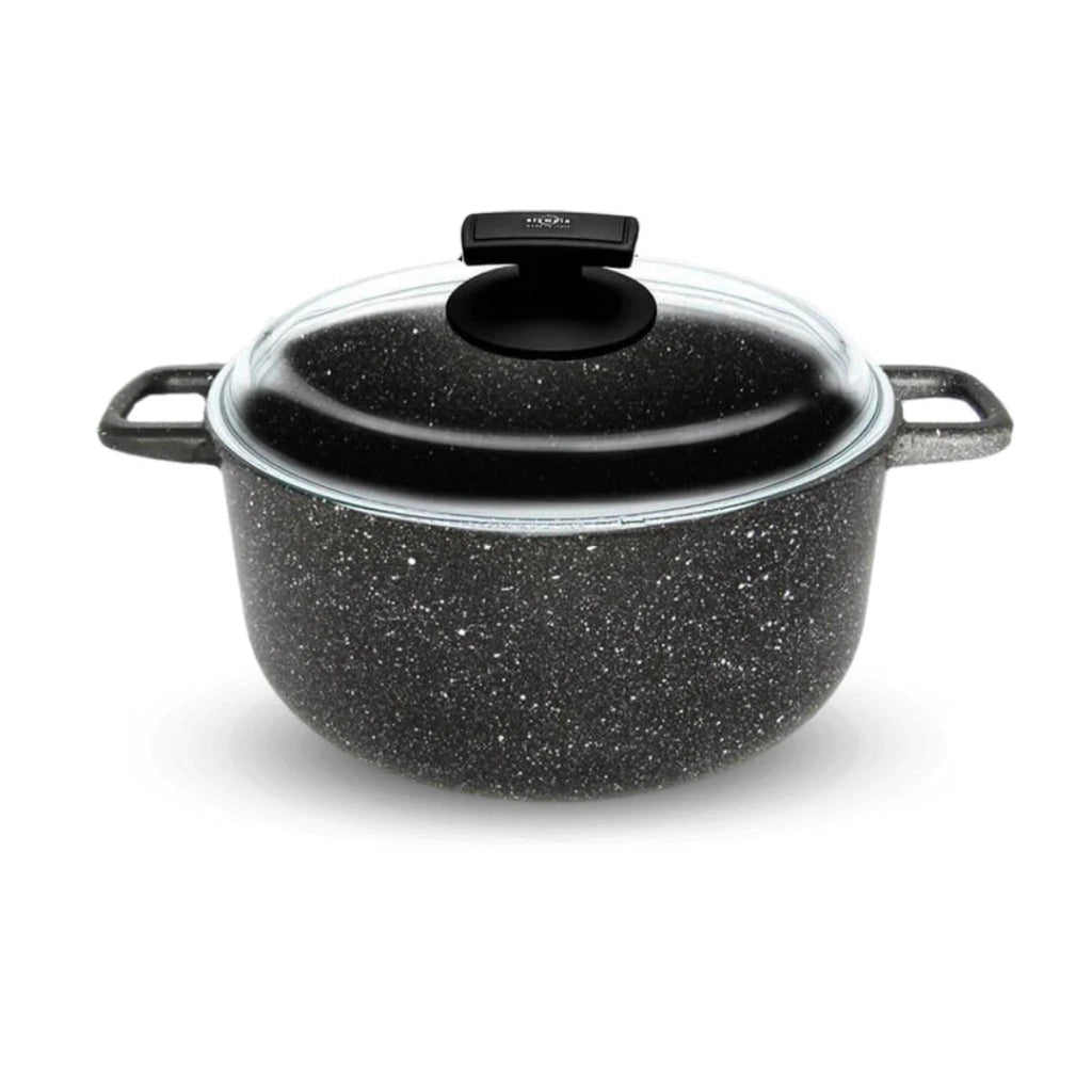 Casseruola con Coperchio in Vetro Antiaderente 2 Manici Ø28 cm Olympia Hard Cook