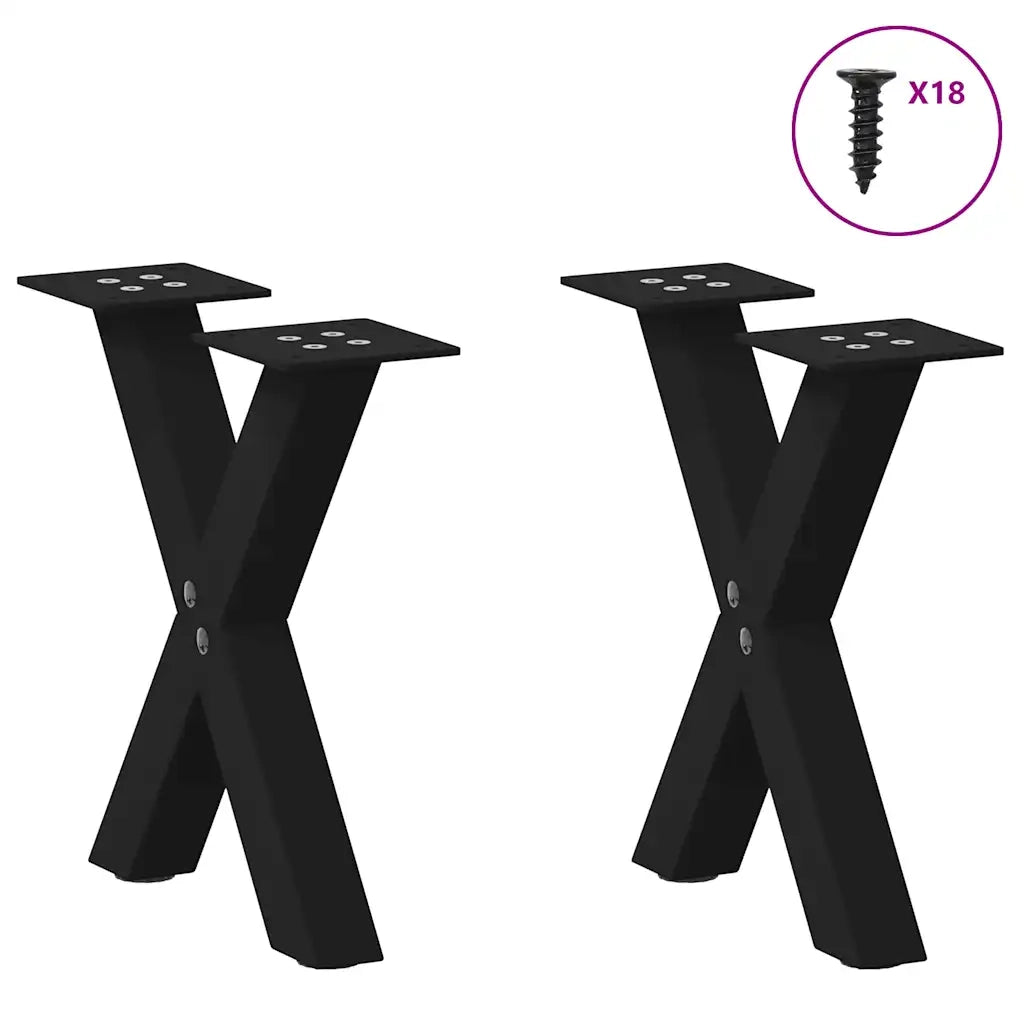 Gambe per Tavolino da CaffÃ¨ a Forma di X 2 pz Nere 37x(30-31) cm Acciaio
