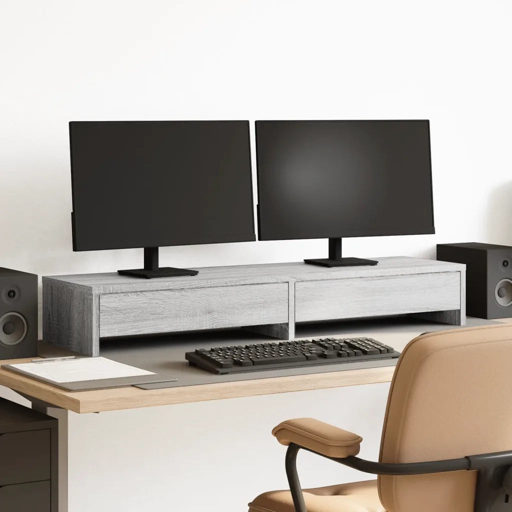 Supporto Monitor con Cassetti Grigio 100x27x15 cm in Truciolato CFW6396390