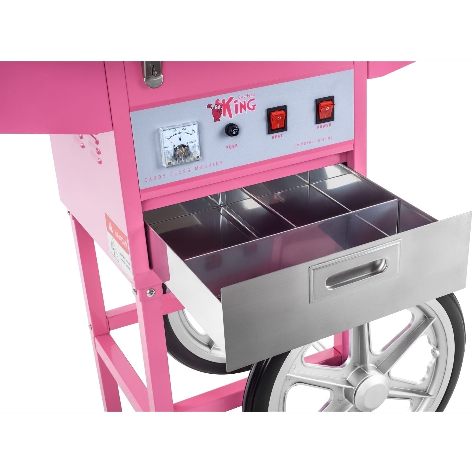 Macchina per zucchero filato professionale diametro 52 cm con carrello e cupola protettiva 3614072