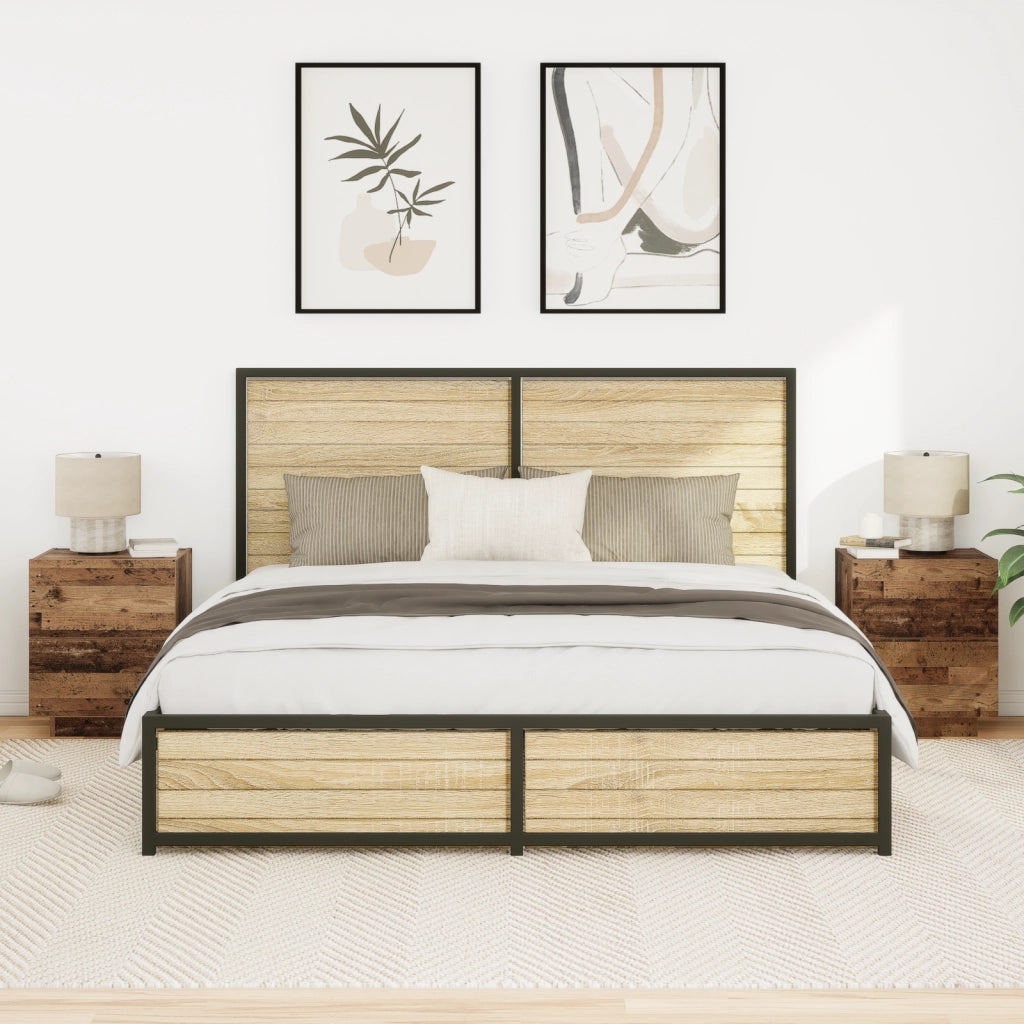 Comodini con luci a LED 2 pcs Legno vecchio 45x40x55 cm