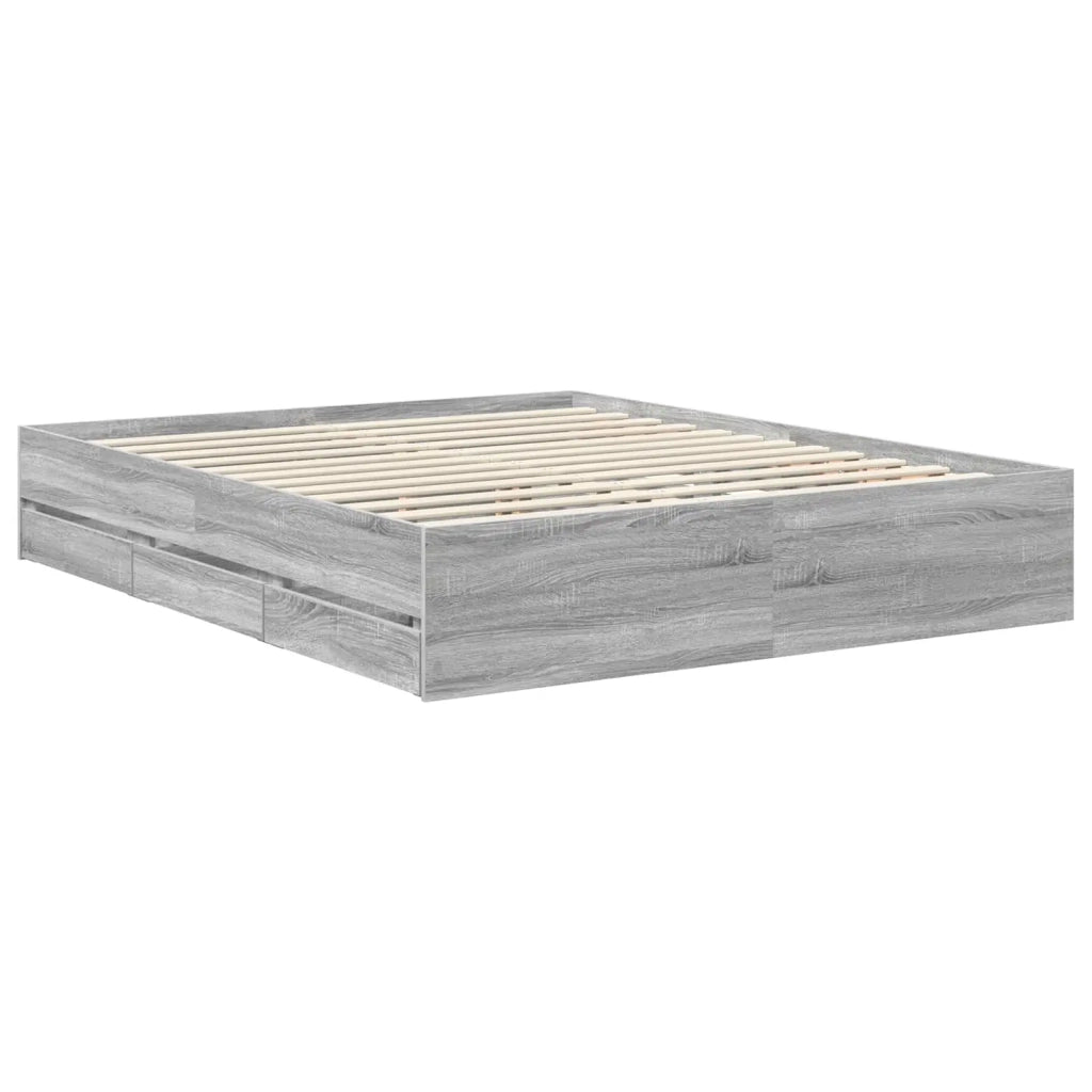 Struttura del letto con cassetto Sonoma grigia 160 x 200 cm 3413399