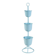 Supporto per piante da esterno 110 x 28 cm 3 vasi per piante azzurri 03_0010316
