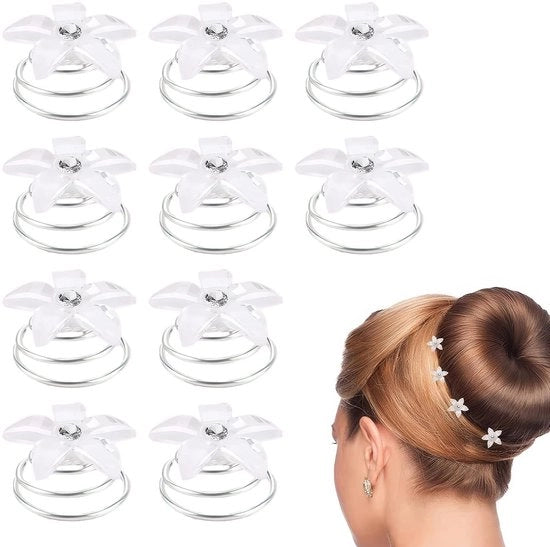 Accessori per capelli premium di alta qualità - Accessori per la sposa - Fregio con diamanti - Disegno a spirale - 10 pezzi - Resistenti all'usura e in acciaio inossidabile - Ferro da capelli per sposa