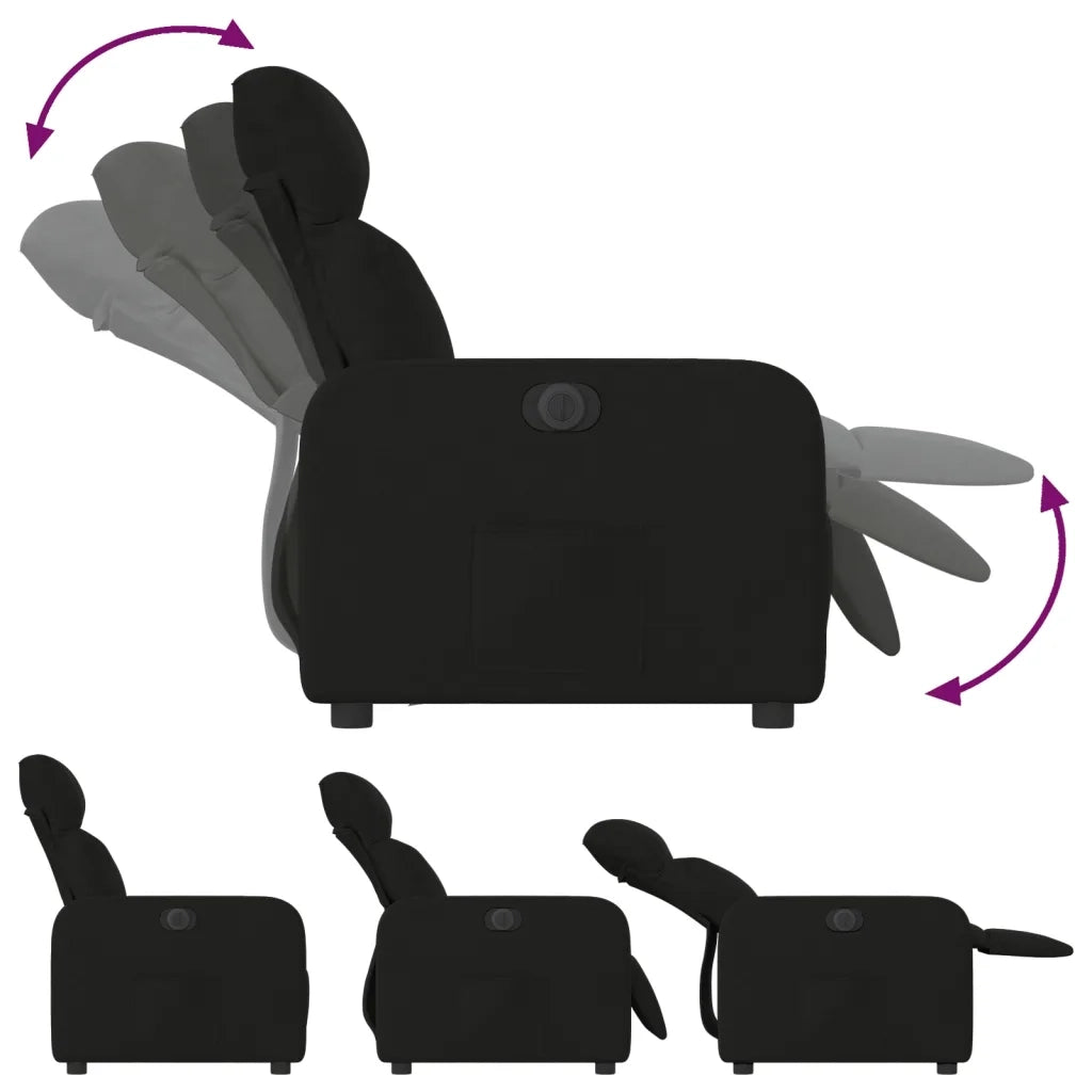 Poltrona | Sedia Relax Elettrica Reclinabile Nera in Tessuto