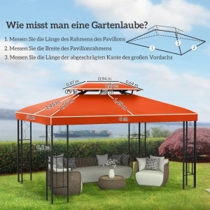 Telo di ricambio per gazebo 4 x 3 m in poliestere rosso ruggine