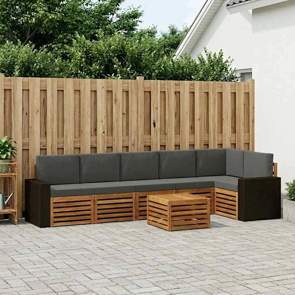 Set di divani da esterno 7 pz Naturale e Antracite Poliestere 3384453