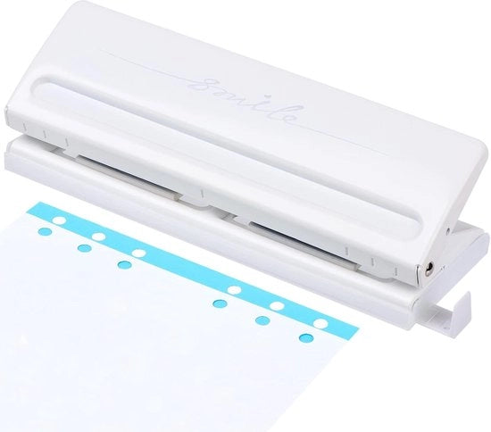Mini-perforatrice - 6 fori - per diversi formati di carta - bianca