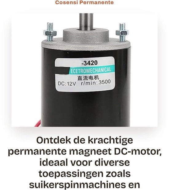 Motore elettrico permanente magnetico DC - Alta velocità - Bassa emissione di rumore - Motore elettrico miniaturizzato - 30W 12V - Adatto per applicazioni meccaniche