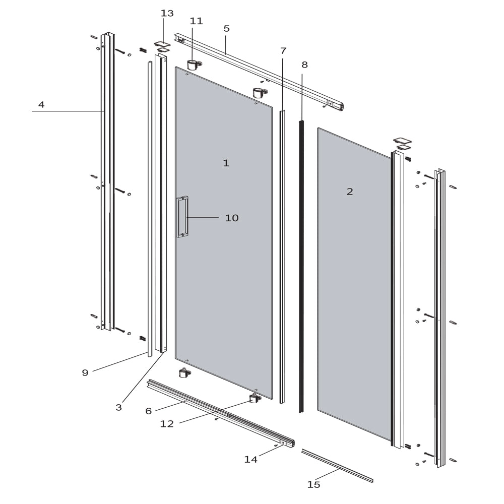 Ogomondo porta scorrevole slide 2 due ante black profilo nero cristallo 6 mm *** misure 156-160xh195 cm, confezione 1