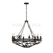 Cartwheel III 8Lt Pendant - Ferro battuto nero
