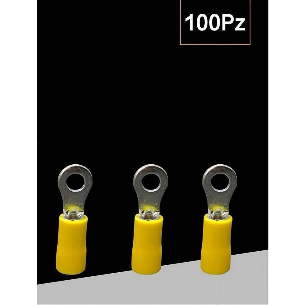 Trade Shop - Set 100pz Capicorda Terminale Ad Occhiello Isolato Per Cavi 4 A 6 Mm² M6 Rv5.5-6 -